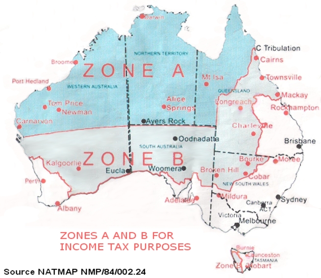 ... Zone A and a Zone B for income tax purposes. The following map