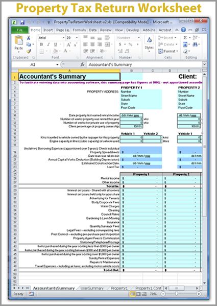 Property Tax Information Worksheets